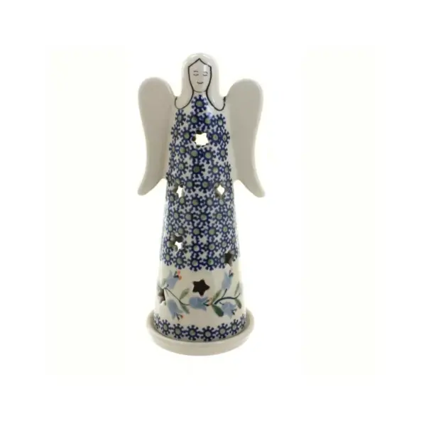 Blue Rose Polish Pottery Tulip Large Angel Luminary