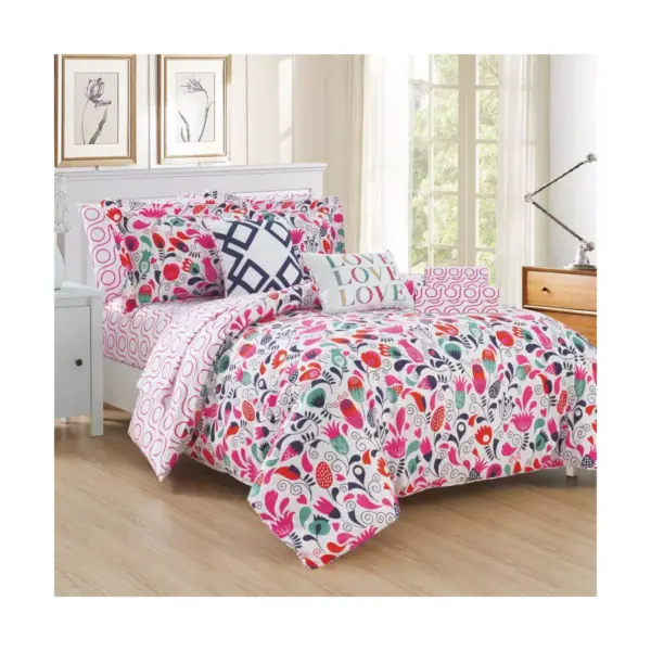 7pc Twin Audley Bed In A Bag Comforter Set Pink - Chic Home Design