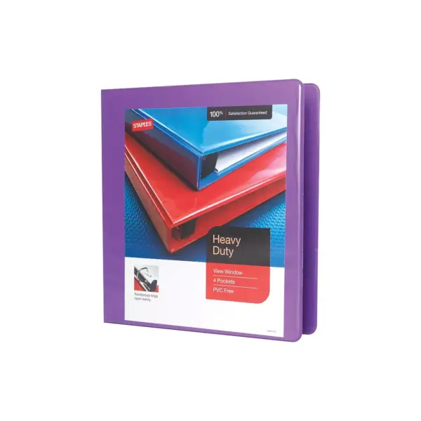 Staples Heavy-Duty 1.5" 3-Ring View Binder Purple (24683-US) 56308-CC/24683