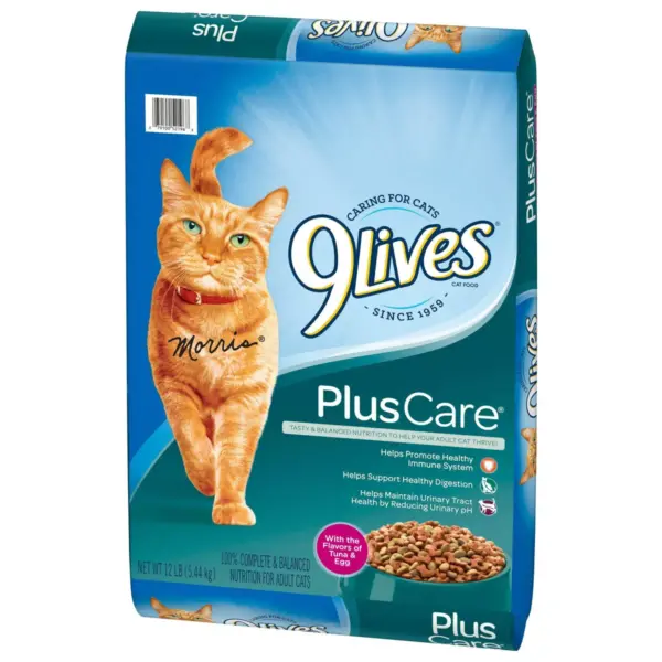 9 Lives Plus Care with Tuna & Egg Complete & Balanced Dry Cat Food - 12lbs