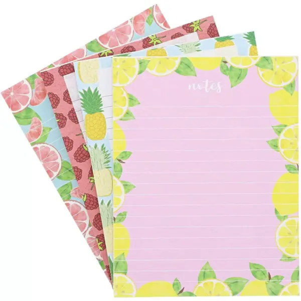 4 Pack Fruit Prints Design Notepads Notebooks Memo Pad Books Lined Paper for Kids Party Favors, 4.25 x 5.5 inches