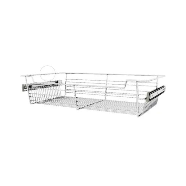 Rev-A-Shelf Sidelines CBSL-241405CR-3 24 Inch Chrome Wire Pullout Storage Basket Bin Organizer for 14 Inch Deep Kitchen or Closet Cabinet (3 Pack)