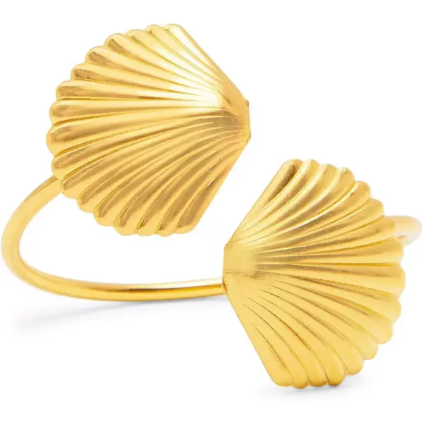 Set of 12 Scallop Beach Seashell Gold Napkin Rings Holder for Dinner Table Wedding Event, 1.7 inches