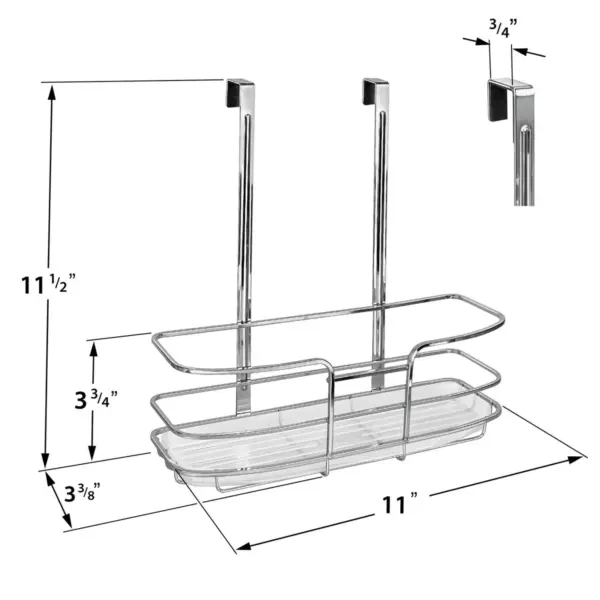 Lynk Over Cabinet Door Organizer - Tall Shelf - with Molded Tray - Chrome