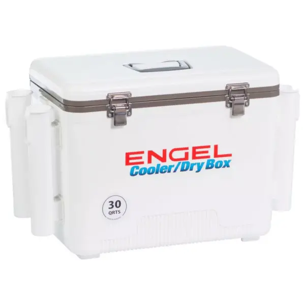 Engel Coolers 30 Quart 48 Can Lightweight Insulated Mobile Cooler Drybox, White