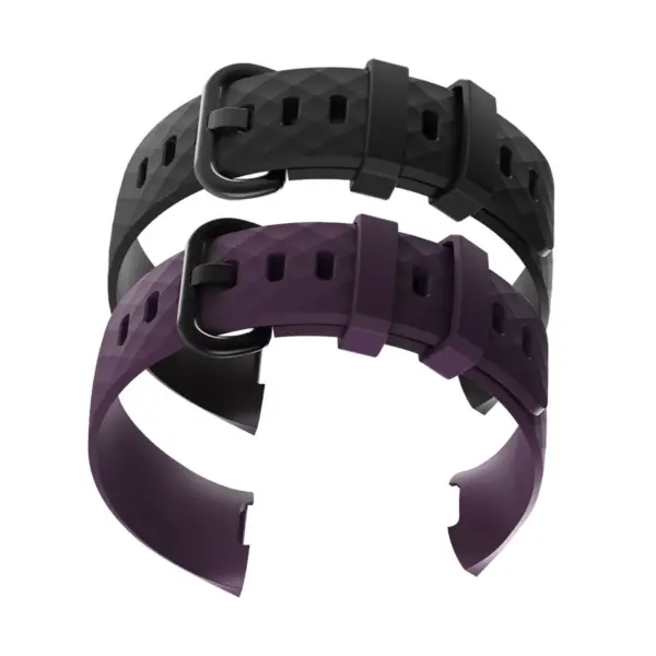 Insten 2-Pack Soft TPU Rubber Replacement Band For Fitbit Charge 4 & Charge 3, Black+Purple