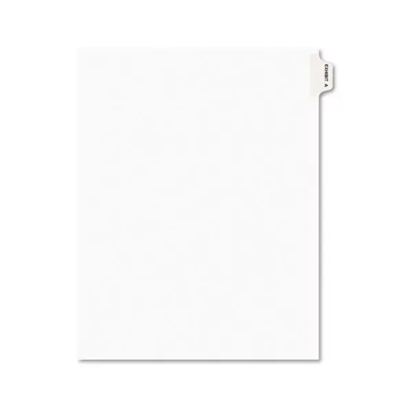 Avery-Style Preprinted Legal Side Tab Divider Exhibit A Letter White 25/Pack 01371