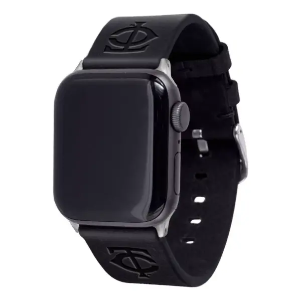 MLB Minnesota Twins Apple Watch Compatible Leather Band 38/40mm - Black