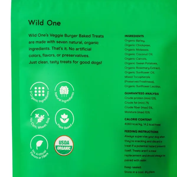 Wild One Organic Veggie Burger Dog Treats - 8oz