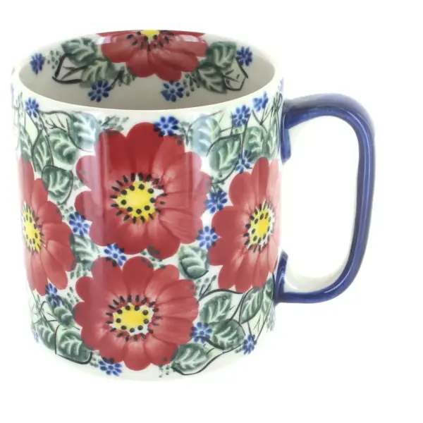 Blue Rose Polish Pottery Crimson Brocade Coffee Mug