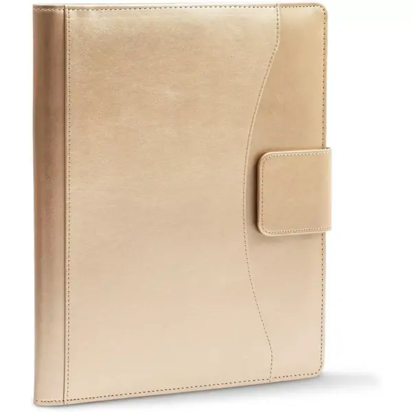 PU Leather Portfolio Case, Executive Clipboard Padfolio with Pockets for Women, Notepad Included, Champagne