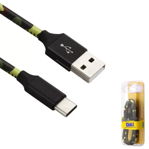 Type-C USB Leather Data Cable 3FT, Jungle Camo