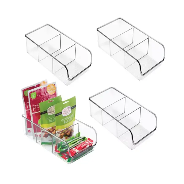 mDesign Plastic Food Packet Kitchen Storage Organizer Bin Caddy, 4 Pack - Clear