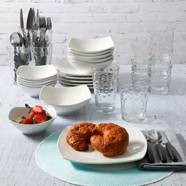 Gibson All U Need 48 Piece Ceramic Dinnerware Combo Set in White