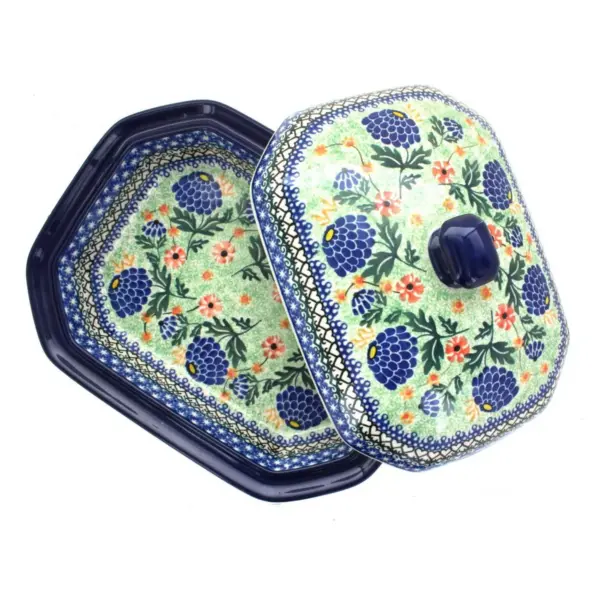 Blue Rose Polish Pottery Sofia Medium Covered Baking Dish