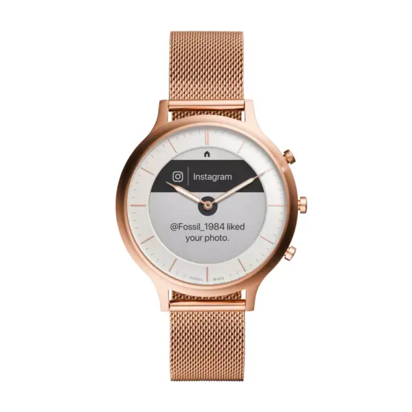 Fossil Hybrid Smartwatch HR Charter 42mm - Rose Gold-Tone Stainless Steel Mesh