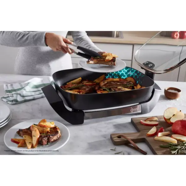 Oster DiamondForce 16" Electric Skillet With Lift & Serve Hinged Lid - Black