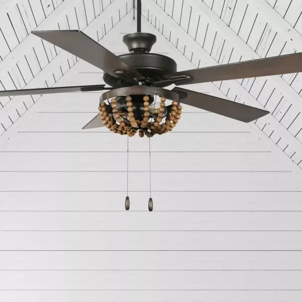 52" LED 5-Blade Wooden Chandelier Lighted Ceiling Fan - River of Goods