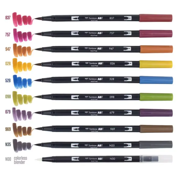 Tombow 10ct Dual Brush Pen Art Markers - Muted