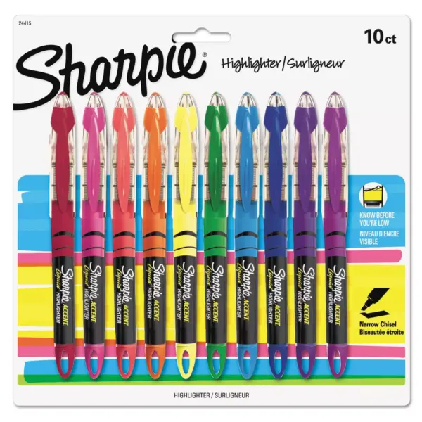 Sharpie Accent Liquid Pen Style Highlighter Chisel Tip Assorted 10/Set 24415PP