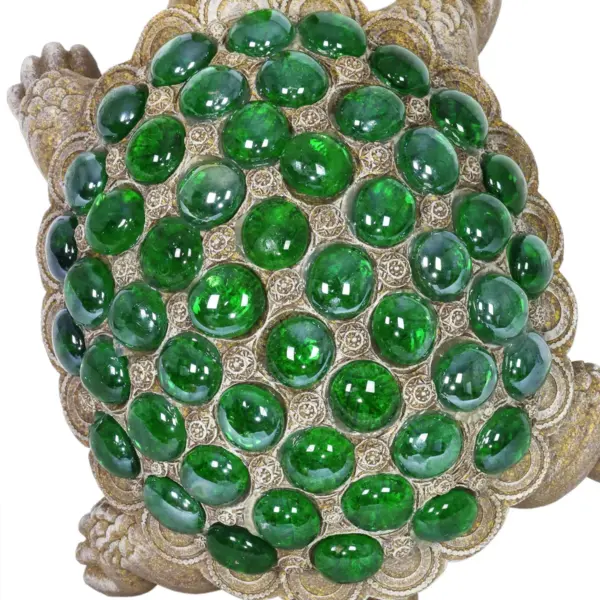 6.85" Glass Beaded Turtle Statue Green - Exhart