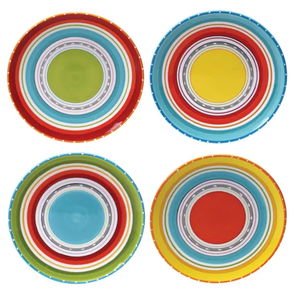 Certified International Mariachi Earthenware Dinner Plates (10.75") Orange - Set of 4