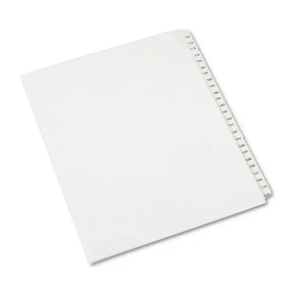 Avery Allstate-Style Legal Exhibit Side Tab Dividers 25-Tab 176-200 Letter White 82190