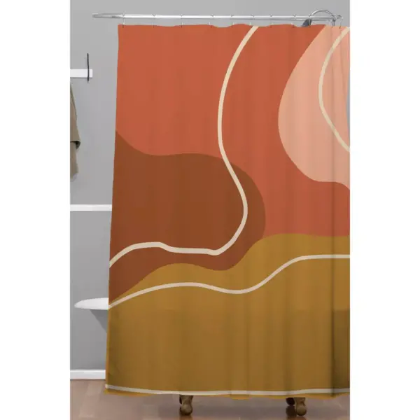 June Journal Abstract Organic Shapes in Zen Shower Curtain Brown - Deny Designs