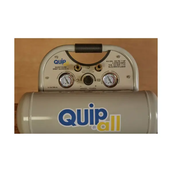 Quipall 4-1-SILTWN-AL Ultra Quiet 1 HP 4.6 Gallon Oil-Free Twin Stack Air Compressor