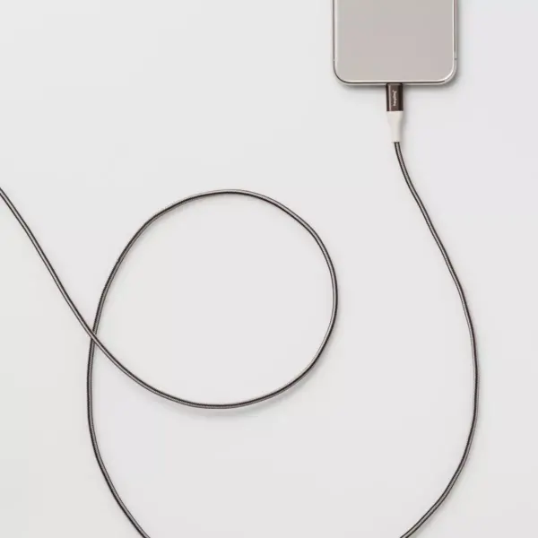 heyday™ Lightning to USB-A Braided Cable 6ft - Black/White/Gunmetal