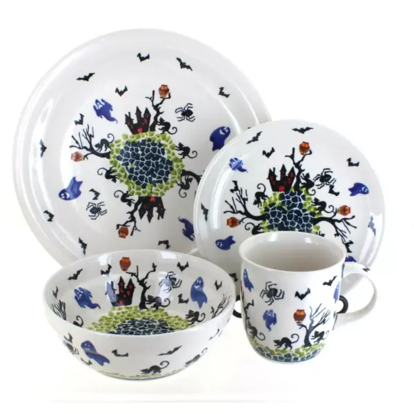 Blue Rose Polish Pottery Monster Mash 4 PC Place Setting - Service for 1