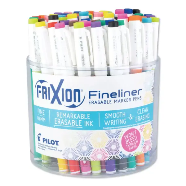 Pilot FriXion Erasable Stick Marker Pen, 0.6 mm, Assorted Ink/Barrel, 72/Tub 12317