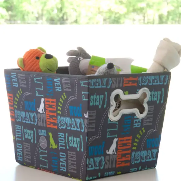 Paw Prints Bone Design Fabric Toy Bin Pet Apparel Storage