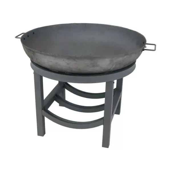 Sunnydaze Outdoor Camping or Backyard Cast Iron Round Fire Pit with Built-In Log Rack - 30" - Dark Gray