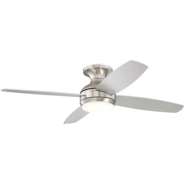 52" Casa Vieja Modern Hugger Ceiling Fan with Light LED Dimmable Remote Control Flush Mount Brushed Nickel for Living Room Bedroom