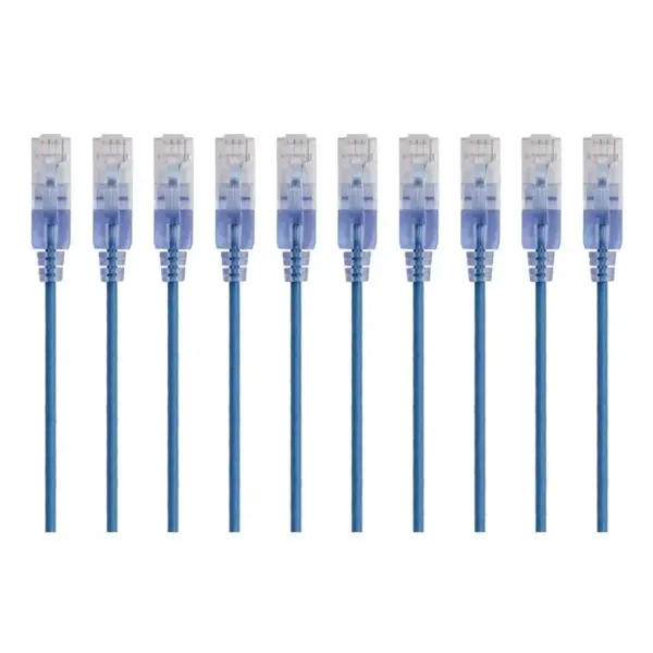 Monoprice Cat6A Ethernet Patch Cable - 5 Feet - Blue | Network Internet Cord - RJ45, 550Mhz, UTP, Pure Bare Copper Wire, 10G, 30AWG, 10-Pack - SlimRun