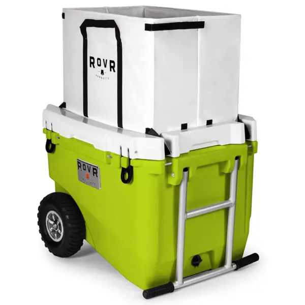 RovR RollR High Quality Portable Bear Proof Rolling Outside Insulated Icebox Cooler with Convenient Travel Wheels, 60 Quart, Moss Green