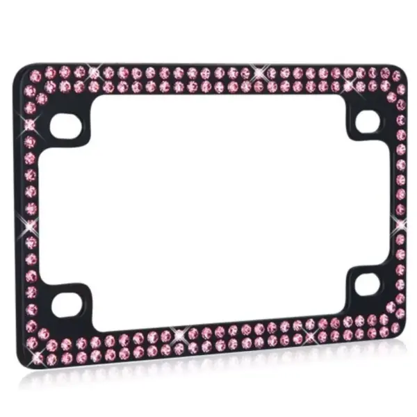 MYBAT Double Row Black Metal Motorcycle Frame with Pink Crystals