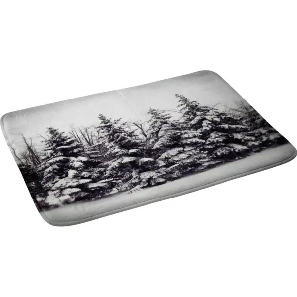 24"x36" Snow and Pines Bath Mat Black/Gray - Deny Designs