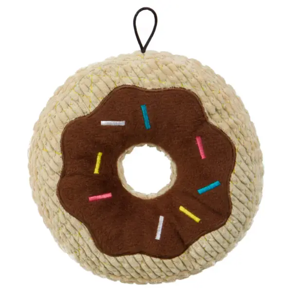 TrustyPup Chocolate Donut Durable Plush Dog - Brown - L