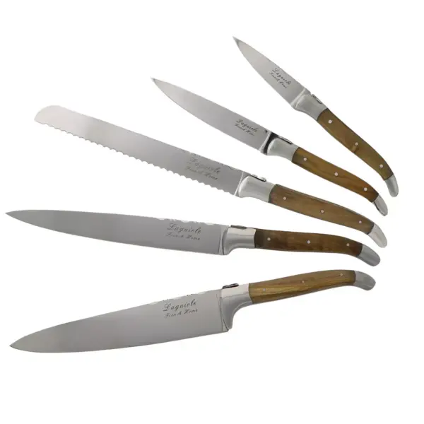 French Home Laguiole 6pc Stainless Steel Connoisseur Kitchen Knife Set with Magnetic Display