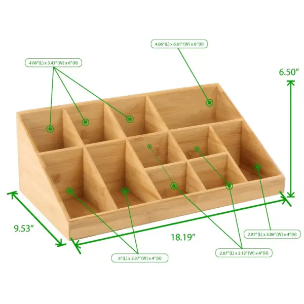 Mind Reader 11 Compartment Coffee Condiment Organizer, Brown Bamboo