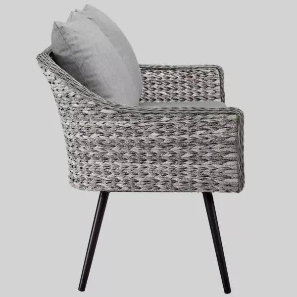 Endeavor 3pc Outdoor Patio Wicker Rattan Loveseat & Armchair Set - Gray - Modway