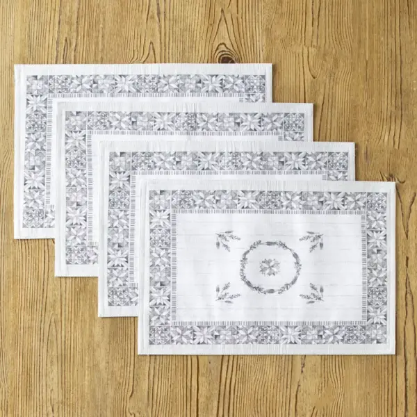 Lakeside Geometric Farmhouse Tabletop Placemats for Dining Rooms - Set of 4