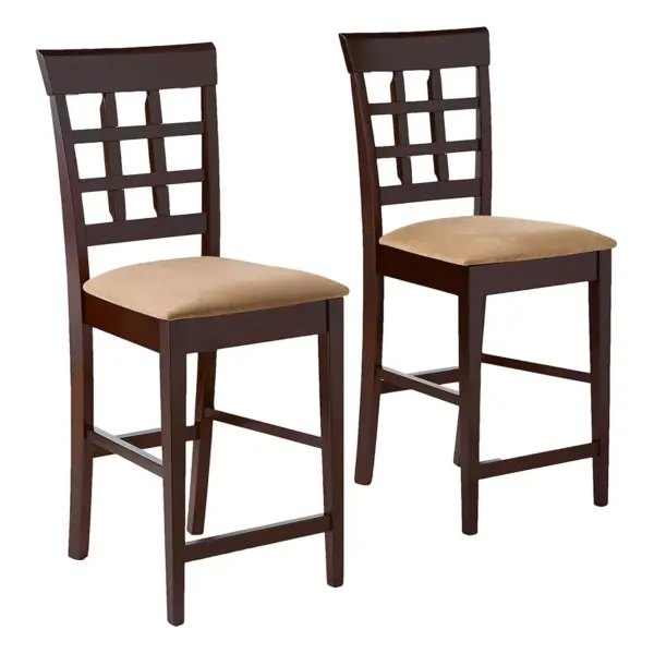 Coaster Home Furnishings Upholstered Hardwood Counter Height Stools Dining Room Chair Bar Stools, Cappuccino  and Tan (Set of 2)