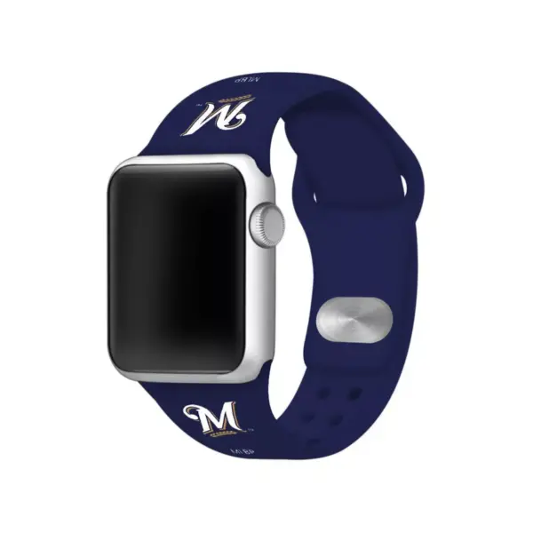 MLB Milwaukee Brewers Apple Watch Compatible Silicone Band 42mm - Blue