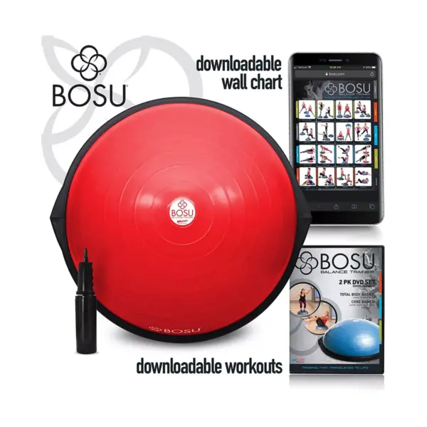 Bosu 72-10850 Home Gym Equipment The Original Balance Trainer 65 cm Diameter, Red and Black