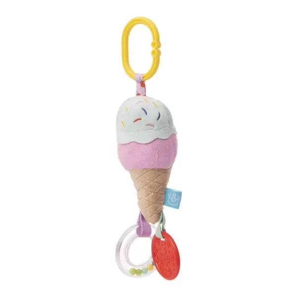 Manhattan Toy Cherry Blossom Days Ice Cream Cone Travel Toy with Rattle Ring, Cone Rattle and Textured BPA Free Teether