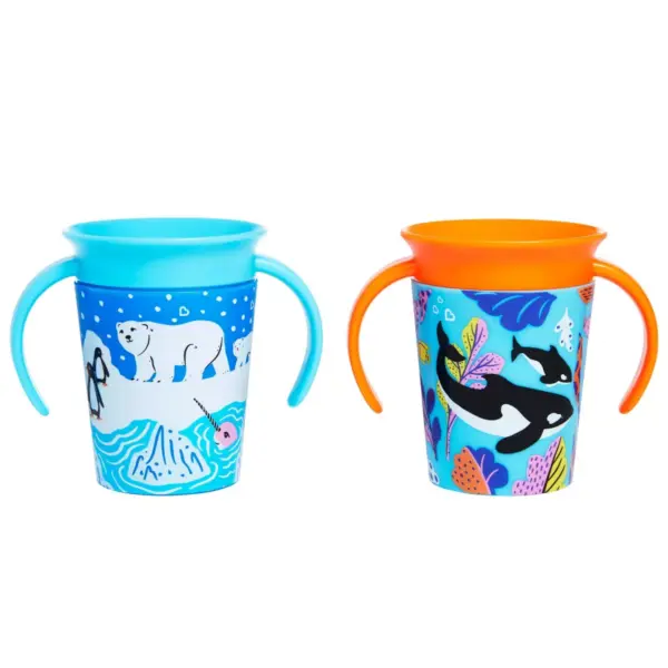 Munchkin Miracle 360 Wildlove Sippy Cup 6oz - 2pk - Polar Bear/Orca