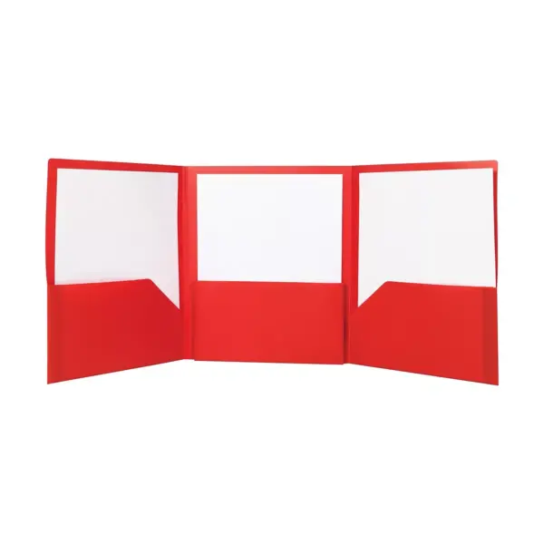 Staples Pocket Folder Tri-Fold Red 5/Pack (23300) 951441